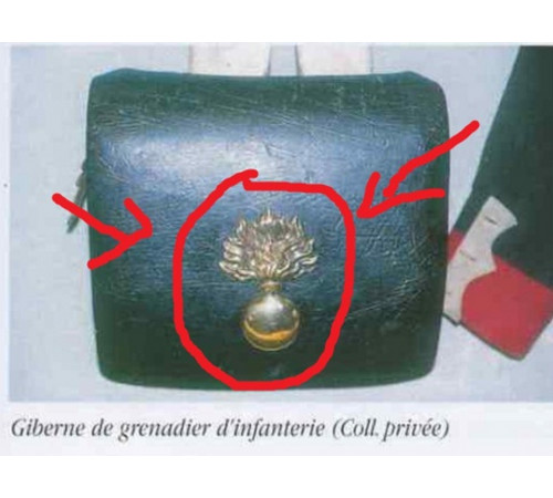 Russian Empire. grenade on the cartridge pouch of a grenadier of a Line regiment
